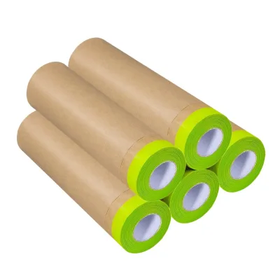 Autobody Car Craft Kraft Paper Pre Taped Masking Tape Adhesive Paper Film for Use in Auto Painting