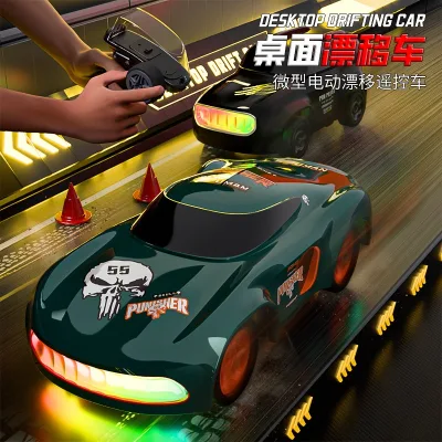 Desktop Drift RC Car 2.4G 4WD Cool Lights Shock Absorption 1:64 Mini RC Racing Car