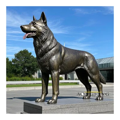 Bronze Husky Dog Sculpture Durable Metal Art for Home Garden Decoration