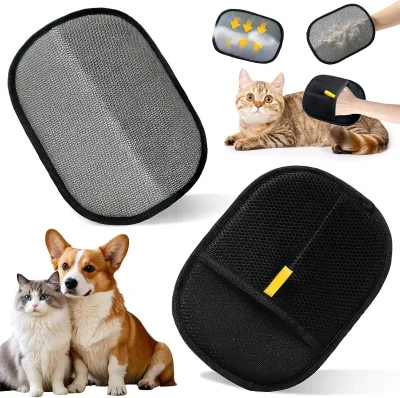 Pet Grooming Gloves for Dogs & Small Animals Two-Way Brush for Sticky Hair Removal