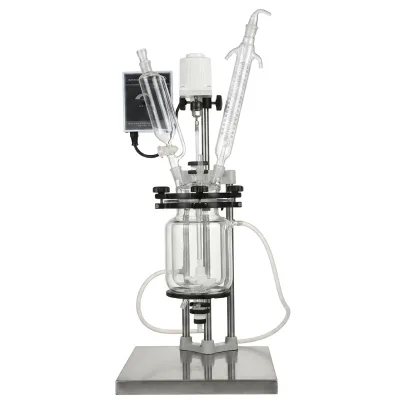 1L Chemglass Double Layer Jacketed Glass Reactor Vessel with Temperature Control