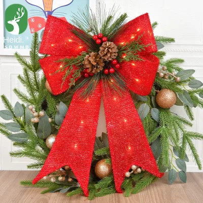 Red Bow Christmas Tree Shopping Mall Window Scene Decoration Pendant Home Use Battery Operated Hanging Ornaments