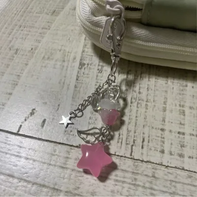 Resin Charms Jelly Stars Keychain Handmade Cute Flower Pendant Metal Key Chains Girls Y2K Aesthetic Keyring Accessories Jewlery