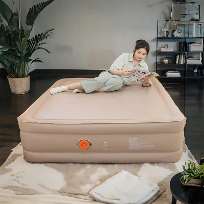 Double/Single Portable Inflatable Bed with Auto Pump Water-Resistant Fabric for Camping & Self-driving Travel Outdoor Use