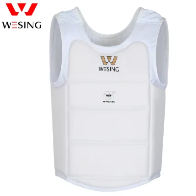 Professional WKF Approved Martial Arts Gear Body Protector Adjustable Velcro White Karate Chest Guard