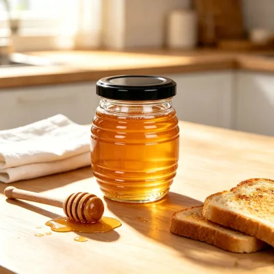 Wholesale Transparent 100/180/400/750ml Empty Glass Honey Jar With Lid Storage for Home