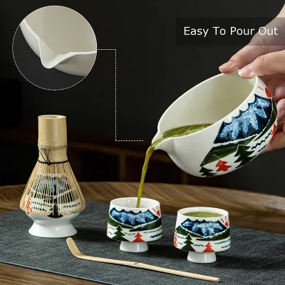 600ML Whisk Tools Cup Stand Chasen Holder Matcha Tools Ceramic Bowl Bamboo Kit Ceremony Handcrafted Matcha Whisk Set 9pcs Kit