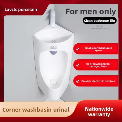 New-style Ceramic Triangular Wall-mounted Urinal with Sensor-activated Faucet for Home Use