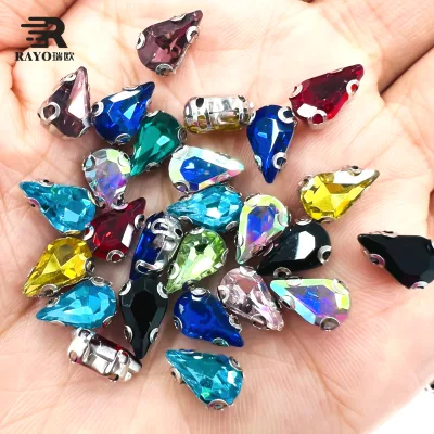 Sew-On Raindrop Rhinestone Crystal Glass Beads with Claw Back for Jewelry & Clothes Garment Accessories