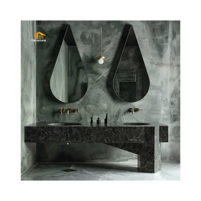 Custom Luxury Stone Marble Labradorite Bathroom Vanity Top Countertop