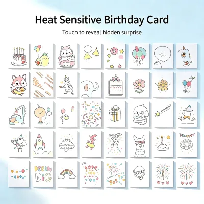 Wholesale Heat Sensitive Color Changing Birthday Greeting Cards, Interactive Thermochromic Commemorative Gift Cards