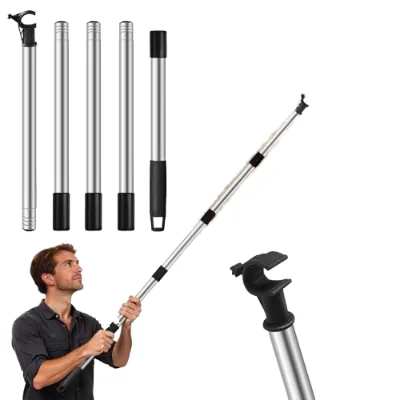 Telescopic Skylight Rod Telescopic Rod Blinds for Roof Windows Velux GGL/GGU Skylights Stainless Steel Universal Hook 185 cm