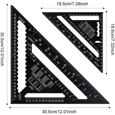 7/12 Inch Multi-Function Aluminum Alloy Triangular Ruler