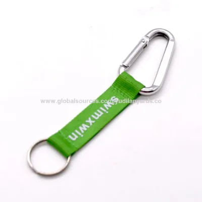 High Quality Wholesale custom logo short lanyard carabiner keychain with strap carabiner hook