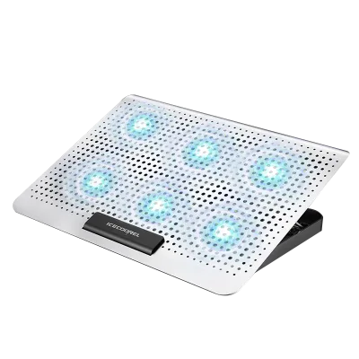2022 Aluminum Alloy Laptop Cooling Pad Ergonomic Stand with Anti-skid Baffle Six Fans 2 USB Port Roller Switch Stock Available