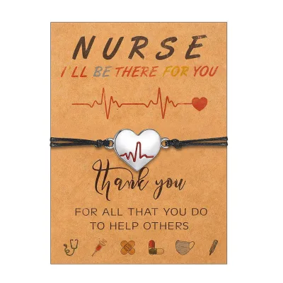 2025 Nurse Day Appreciation Gifts String Bracelet Customizable Nursing Blessing Card Bracelet