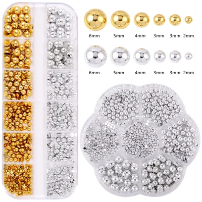 Clothing Accessories 12-Grid Boxed Gold Silver Half-Round Pearl DIY Mixed Pearl Decorations Wholesale