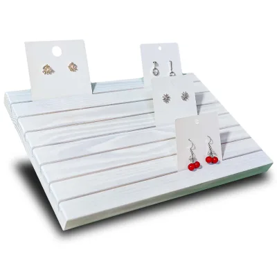 2pcs Dark Brown Portable Wooden Earring Display Stand Greeting Business Card Display Wall Storage Vendors Earring Cardboard