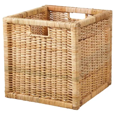 Handmade Modern Style Rectangle Foldable Rattan Storage Basket
