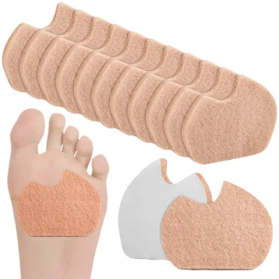 24-Piece Durable Foot Pads for Dancer Sesamoiditis Pain Relief Self-Adhesive Wool & Nonwoven Felt Cushions for Men Women (Beige)