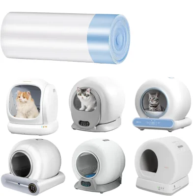 Smart Eco-Friendly Cat Litter Box ABS Material Automatic Flip-Top Lid Waste Compartment Ion Deodorizing System Round Unscented