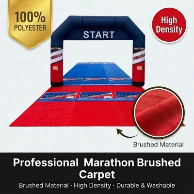 Custom Printed Outdoor Marathon Start Finish Line Anti-Slip Polyester Brushed Activity Carpet Roll for Exhibition Event
