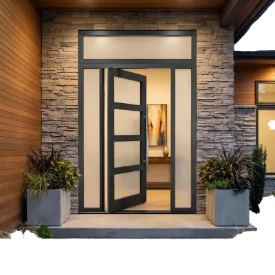 Modern Insulated Finished Swing Aluminum Alloy Exterior Entry Door with Sound and Heat Insulation for Villa Entrance