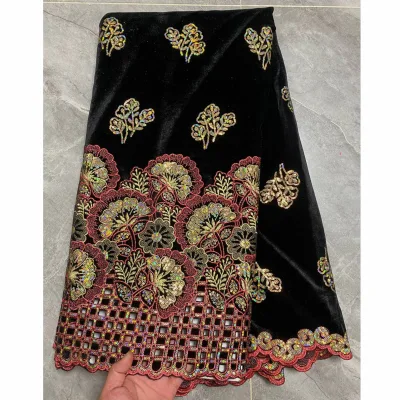 Luxury Velvet Sequin Lace High Quality Lace Fabric Velvet Embroidery Sequins Velvet Lace Fabric