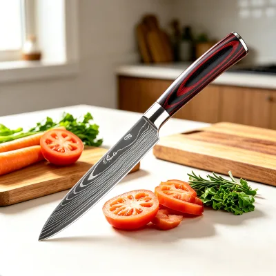 5.9 Inch Heavy Duty Eco-Friendly Ambidextrous Paring Knife Damascus Pattern Meat Chopper Professional Kitchen Bone Cutter