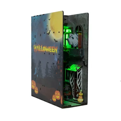IIECREATE SL-02 Spooky Alley 3D Wooden DIY Miniature House Assembly Toys Book Nook Unisex Wooden Dollhouse Furniture Toys Set