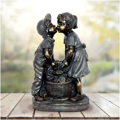 Boy and Girl Garden Statues, Children Garden Ornaments, Romantic Lovers Outdoor Decoration