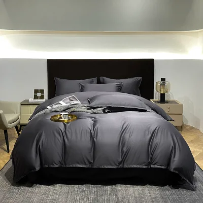 Wholesale 100% Washed Cotton Comforter Set Pure Color Modern Bed Sheet Bedding Set