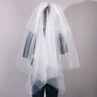 Fashion Light Luxury Multi Layered Asymmetrical Veils Rhinestone Heart Hair Combs Sweet Bridal Jewelry Wedding Veil