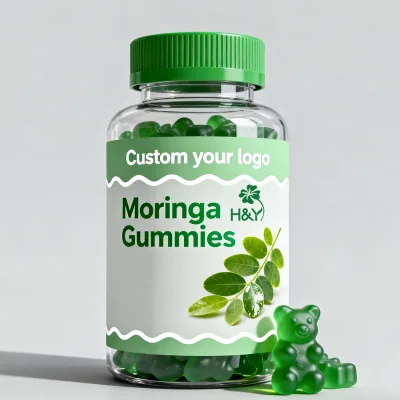 Custom Support High Quality Custom Moringa Spirulina Gummies Gummies Moringa Bottle