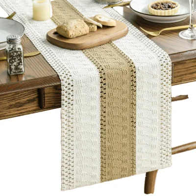 Artoid Mode Rustic Brown Woven Burlap Farmhouse Style Table Runner for Home Decor