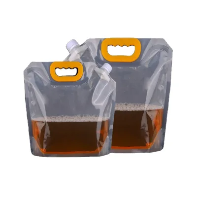 Wholesale Discount Security 5L 10L Liquid Packaging Stand Pouch Vodka Olive Oil Transparent Nozzle Bag Outdoor Camping Suction