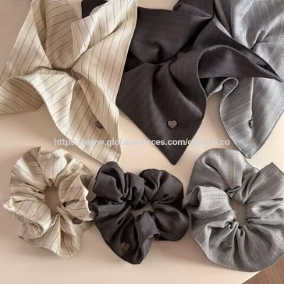 New style hair ornaments, square shape hair scrunchies hair tie with heart shape metal alloy accessories