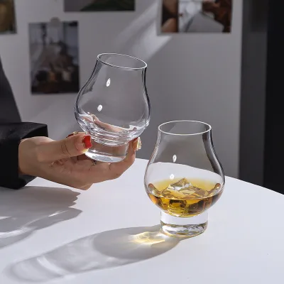 High Borosilicate Wine Cocktail Tasting Cup Thickened Base Transparent Cold Heat Resistant Fragrance-Testing Tulip Design