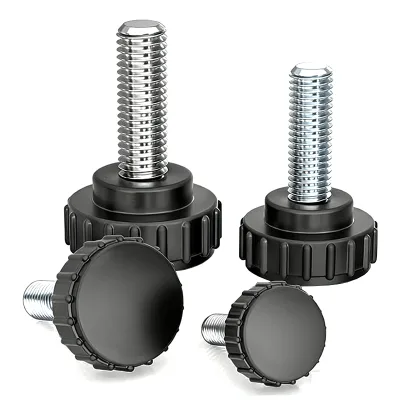 M3-M12 Metric Stainless Steel & Plastic Threaded Knurled Head Thumbscrews with Black Handle Class 10.9 & 12.9 Grade