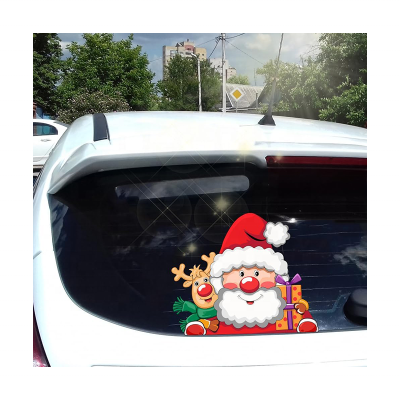 Christmas Santa Claus Waterproof Eco-friendly PVC Self-adhesive Stickers for Car Windshield Decoration with Custom Color Logo