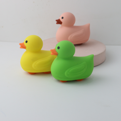 Wholesale & Custom New Arrival Silicone Soft Rubber Duck With Wheel Moving Duck Toys