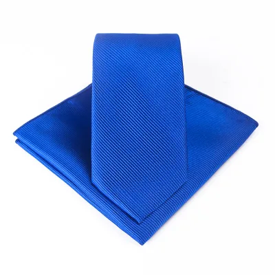 Fashion Party Wedding Groom 6cm Narrow Tie Solid Color Thread Tie and Pocket square Set for Men