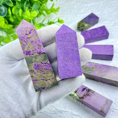 New Arrivs Natural Atlantisite Crystal Tower Reiki Healing Crystal Stone Tower Point for Fengshui Home Decor Gift