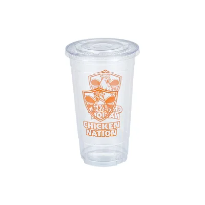 Custom Printed Logo 16oz Clear Disposable Plastic Cups with Lids PET Material for Cold Drink Ice Coffee Juice