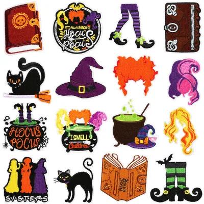 High Quality Embroidered Halloween Day Theme Ghost Cat Vampire Iron on Patches