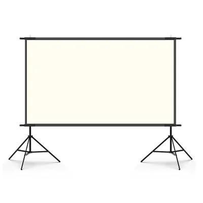 Outdoor Tripod Double Bracket Fiberglass 16:9 Projection Screen 4K White Grid Anti-Light Mobile Stand Portable HD Projector