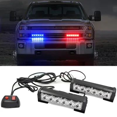 12LED 12W 2400LM Car Warning Strobe Light Strip Remote Control Auto Daytime Running Flashing Lights 12V for Car Trucks Moto ATV