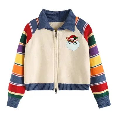 Customizable New Product Explosion Colorful Sleeve Zipper Sweater for Teenage Girls Kids Sweaters