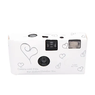 Cheap One Time Use Camera White Cover 35mm Vintage Mini Disposable Camera with Film for Wedding Guest