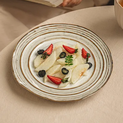 Interesting exquisite retro flat plate, rural style creative design, hotel and household coarse ceramic dining plate